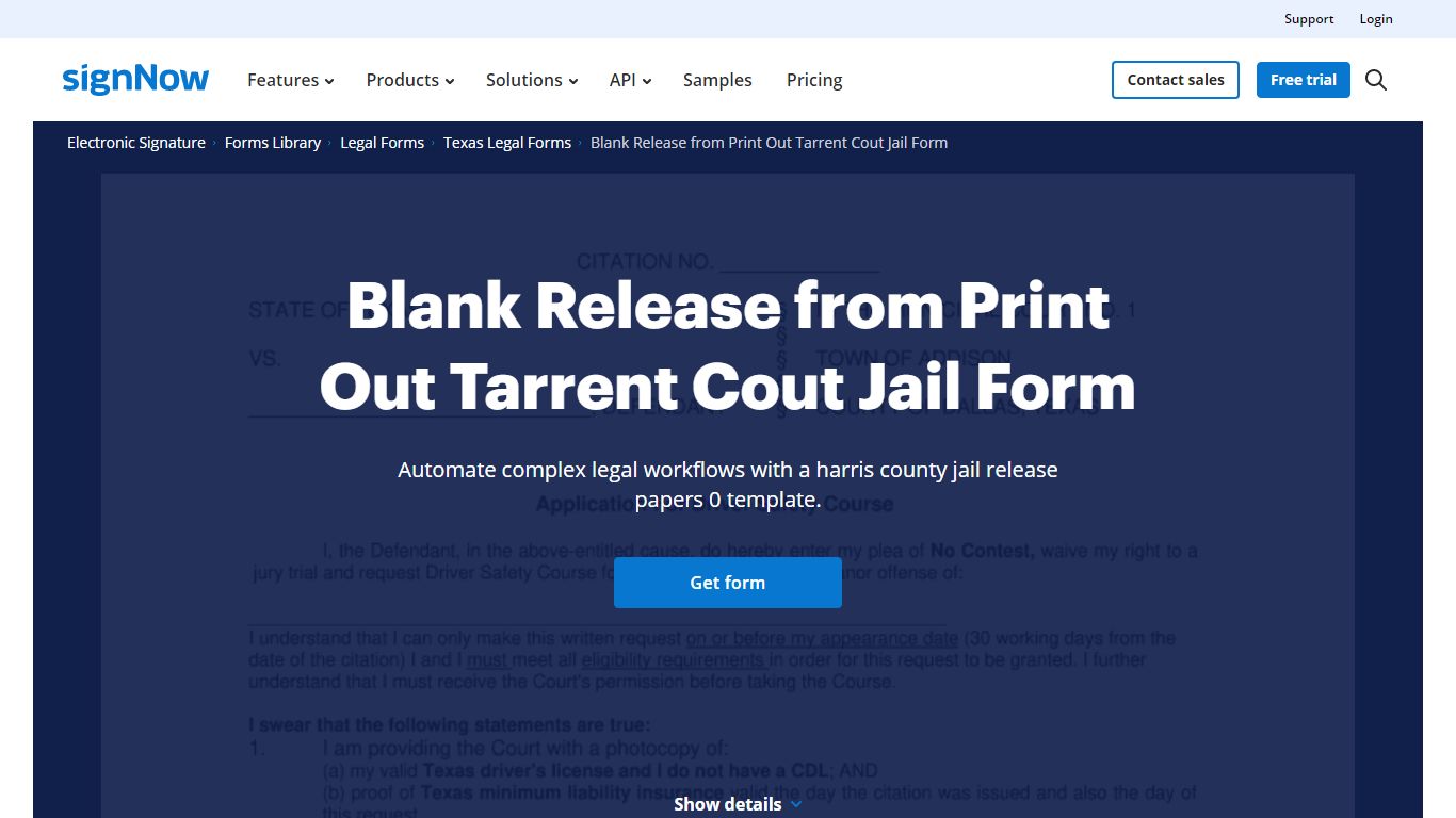 Get and Sign Harris County Jail Release Papers Form